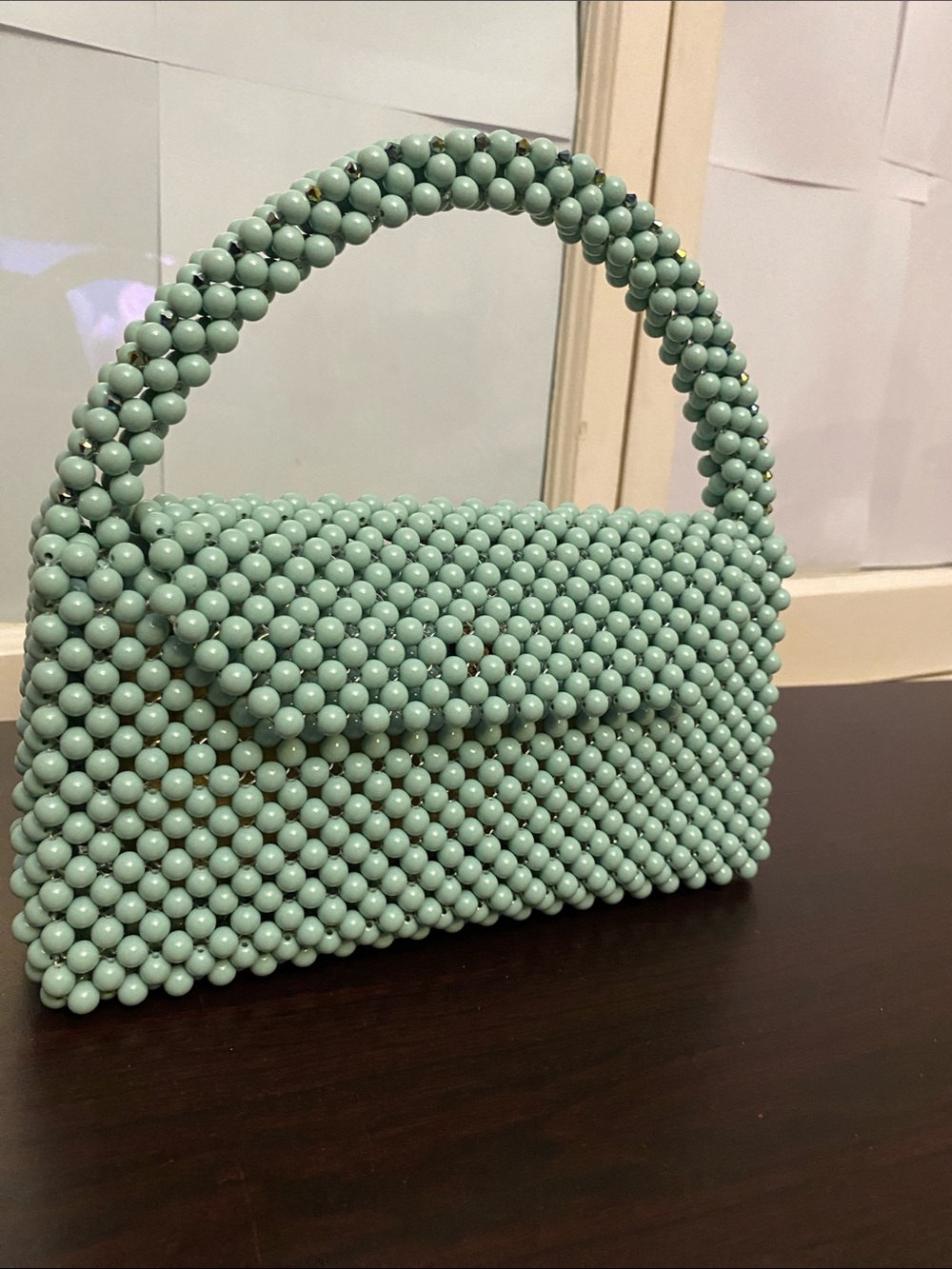Mint Beaded purse Top-Handle Bag Women's Evening Clutch